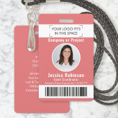 Badge ID photo de l'employé Code-barres Logo Passe d'acc