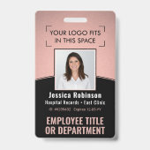 Badge ID photo de l'employé Code-barres Logo Rose et Cou (Avant)