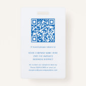 Badge ID photo de l'employé Code QR de sécurité de l'ent (Dos)