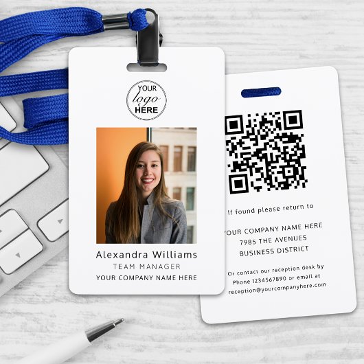 Badge ID photo de l'employé Code QR de sécurité de l'ent