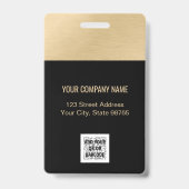 Badge ID photo de l'employé Code QR Logo Noir brossé Or (Arrière)