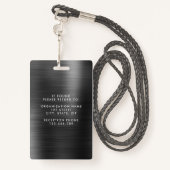 Badge ID photo de l'employé de Black Metal moderne (Derrière avec lanière)