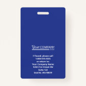 Badge ID photo de l'employé de l'entrée du logo bleu en (Dos)