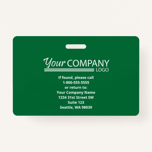 Badge ID photo de l'employé de l'entrée du logo vert bri (Dos)