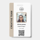 Badge ID photo de l'employé de l'entreprise Code QR Beig (Avant)