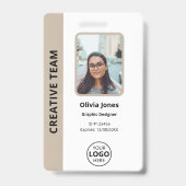 Badge ID photo de l'employé de l'entreprise Code QR Beig (Avant)
