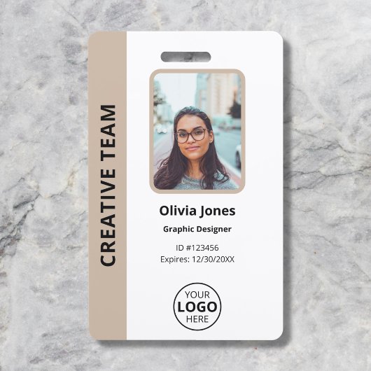 Badge ID photo de l'employé de l'entreprise Code QR Beig