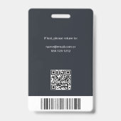 Badge ID photo de l'employé de l'entreprise Code QR gris (Arrière)