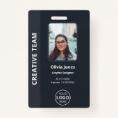 Badge ID photo de l'employé de l'entreprise Code QR gris (Devant)