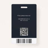 Badge ID photo de l'employé de l'entreprise Code QR gris (Dos)