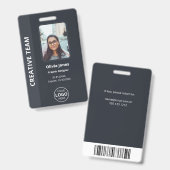 Badge ID photo de l'employé de l'entreprise gris (Avant & arrière)