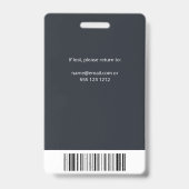 Badge ID photo de l'employé de l'entreprise gris (Arrière)