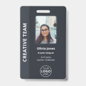 Badge ID photo de l'employé de l'entreprise gris (Avant)