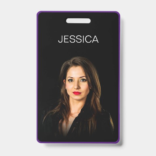 Badge ID photo de l'employé de l'entreprise noir pourpre (Avant)