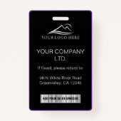 Badge ID photo de l'employé de l'entreprise noir pourpre (Dos)