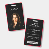 Badge ID photo de l'employé de l'entreprise rouge noir m (Front & Back)