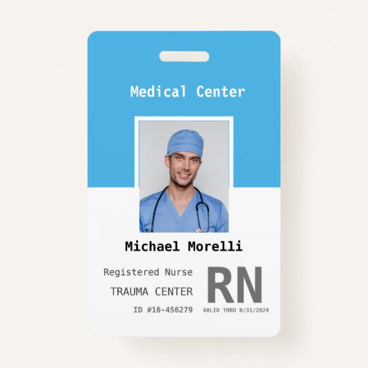 Badge ID photo de l'employé de l'hôpital personnalisé (Devant)