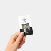 Badge ID photo de l'employé du bureau noir et blanc mini (Manuel / portable)