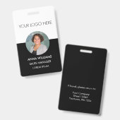 Badge ID photo de l'employé du logo (Front & Back)