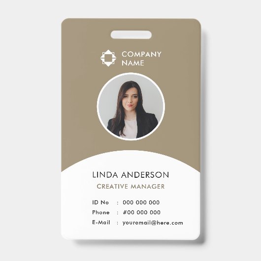 Badge ID photo de l'employé Logo Classement de la sociét (Avant)