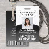 Badge ID photo de l'employé Logo Code-barres Courbe noir