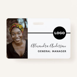 Badge ID photo de l'employé Logo de l'entreprise Code QR