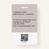 Badge ID photo de l'employé Logo de l'entreprise Code QR (Dos)