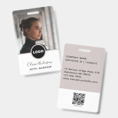 Badge ID photo de l'employé Logo de l'entreprise Code QR (Avant & arrière)
