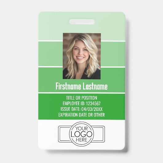 Badge ID photo de l'employé - logo rayé, professionnel (Avant)