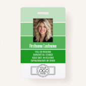 Badge ID photo de l'employé - logo rayé, professionnel (Devant)