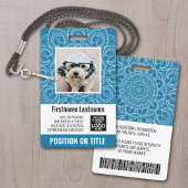 Badge ID photo de l'employé - mandala moderne, logo, cod