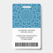 Badge ID photo de l'employé - mandala moderne, logo, cod (Arrière)
