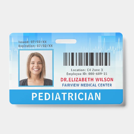 Badge ID photo de l'employé Médicale de l'hôpital (Front)