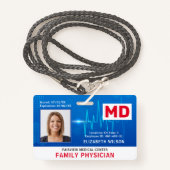 Badge ID photo de l'employé Médicale de l'hôpital MD (Devant avec lanière)