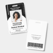Badge ID photo de l'employé Médicale de l'hôpital noir (Front & Back)