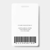 Badge ID photo de l'employé Médicale de l'hôpital noir (Back)