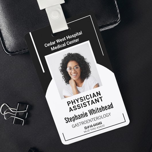 Badge ID photo de l'employé Médicale de l'hôpital noir