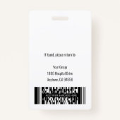 Badge ID photo de l'employé Médicale personnalisé (Dos)