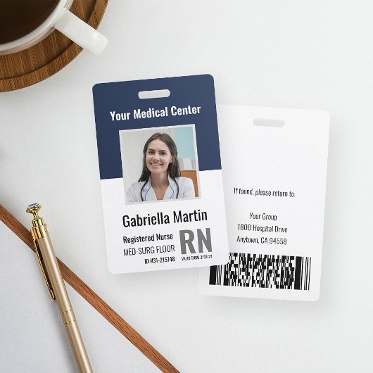 Badge ID photo de l'employé Médicale personnalisé