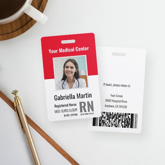 Badge ID photo de l'employé Médicale personnalisé