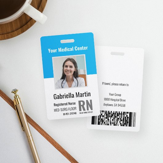 Badge ID photo de l'employé Médicale personnalisé