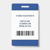 Badge ID photo de l'employé Médicale personnalisé (Arrière)