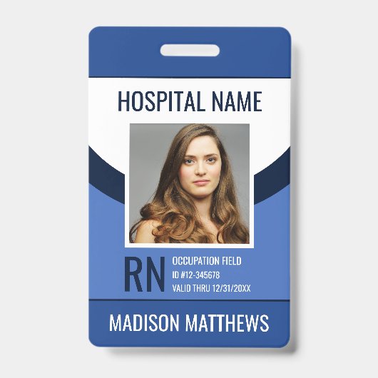 Badge ID photo de l'employé Médicale personnalisé (Avant)