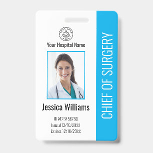 Badge ID photo de l'employé Médicale personnalisé bleu
