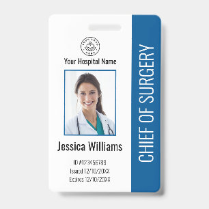 Badge ID photo de l'employé Médicale personnalisé bleu