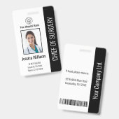 Badge ID photo de l'employé Médicale personnalisé noir (Avant & arrière)