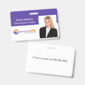 Badge ID photo de l'employé personnalisé (Avant & arrière)