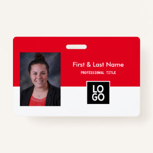 Badge ID photo de l'employé personnalisé Rouge ID simple
