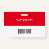 Badge ID photo de l'employé personnalisé Rouge ID simple (Dos)