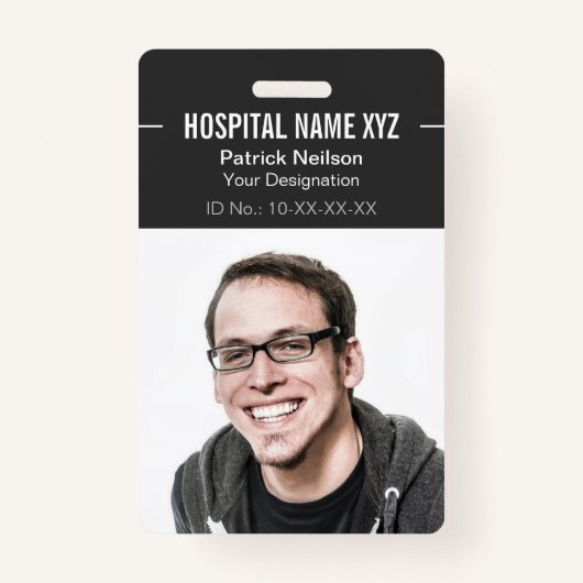 Badge ID photo de l'employé professionnel en gris clair (Devant)